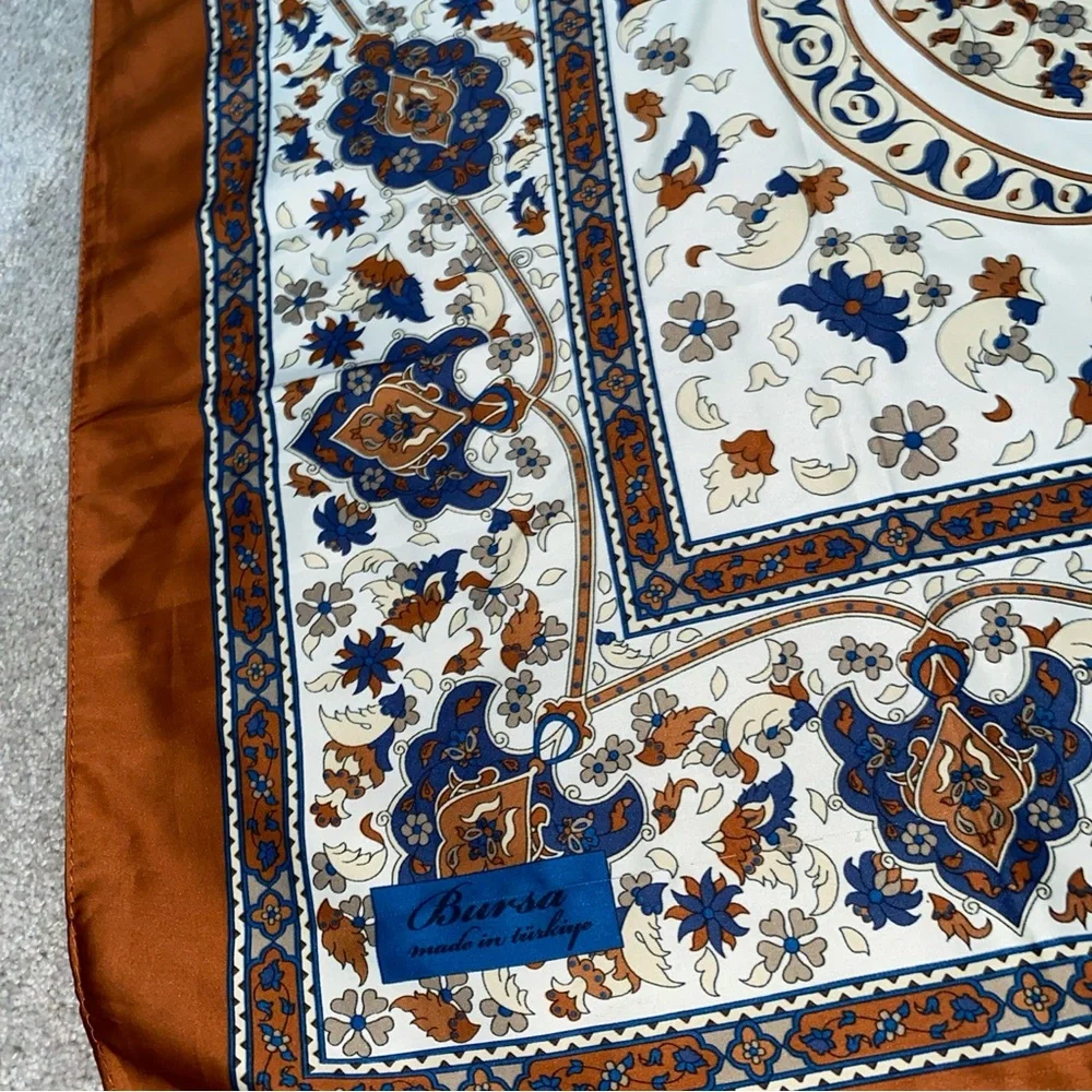 Bursa Vintage Silk Scarf  37” X‎ 37” Multicolored